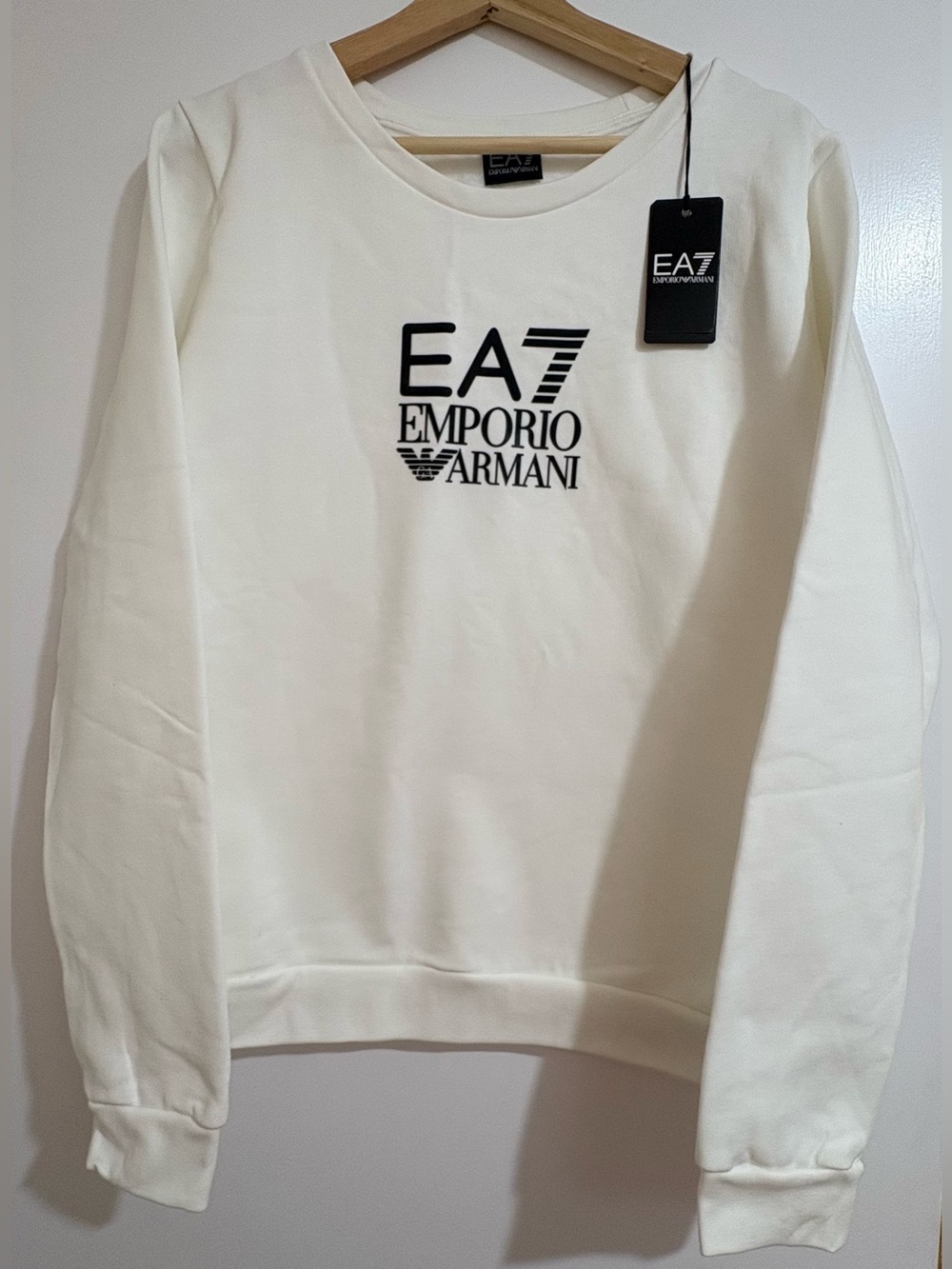 NWT EA7 Emporio Armani White Logo Crewneck Sweatshirt Large